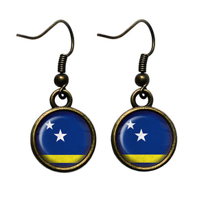 Curacao Curaçaoan Flag Antique Bronze Earrings