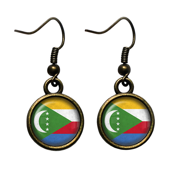 Union of the Comoros Comorian Flag Antique Bronze Earrings