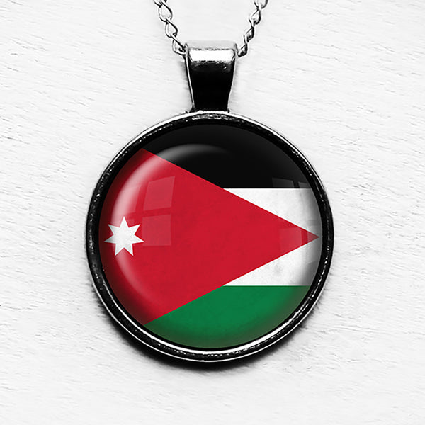 Kingdom of Jordan Jordanian Flag Pendant & Necklace