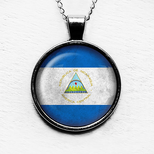 Republic of Nicaragua Nicaraguan Flag Pendant & Necklace