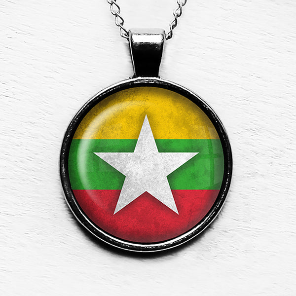 Republic of the Union of Myanmar Burma Burmese Flag Pendant & Necklace