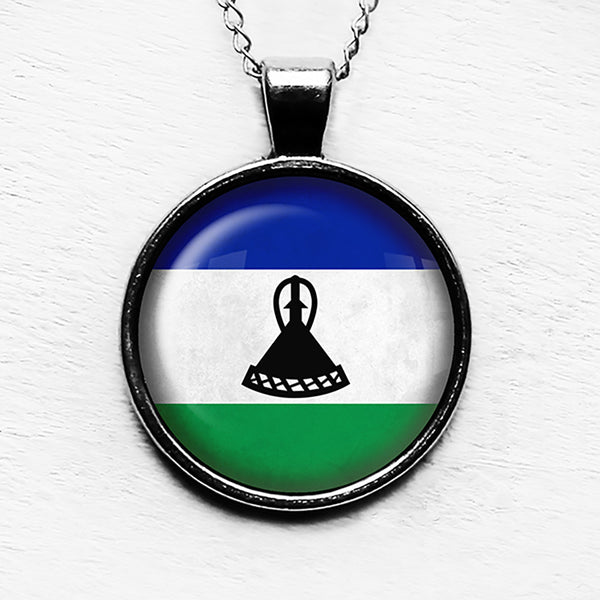 Kingdom of Lesotho Lesothan Flag Pendant & Necklace