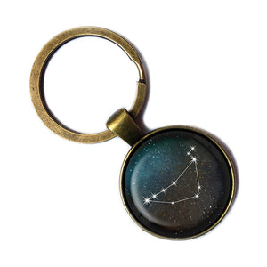 Zodiac Symbol Astrology Capricorn Star Constellation Antique Bronze Keychain