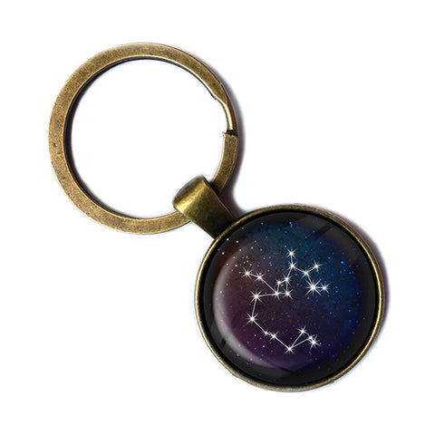 Zodiac Symbol Astrology Sagittarius Star Constellation Antique Bronze Keychain