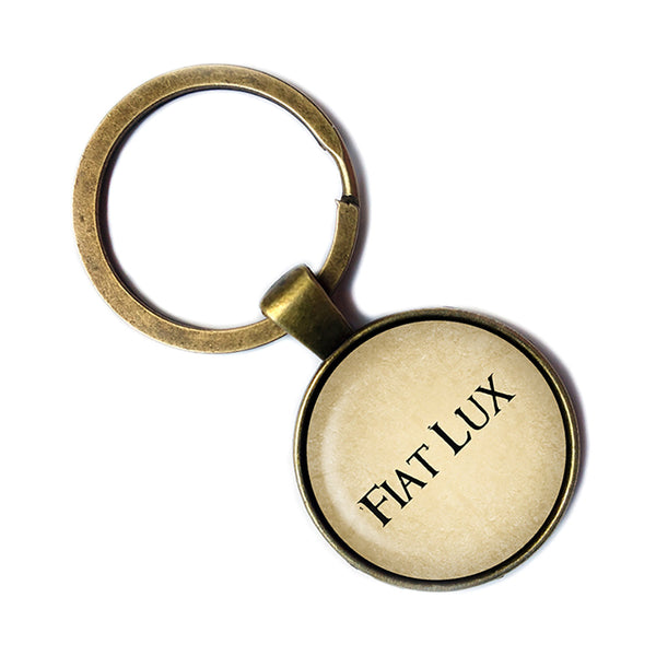 Latin Phrase Quote Saying Fiat Lux Let There Be Light Old Testament Genesis 1 3 Antique Bronze Keychain