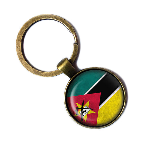 Republic of Mozambique Mozambican Flag Antique Bronze Keychain