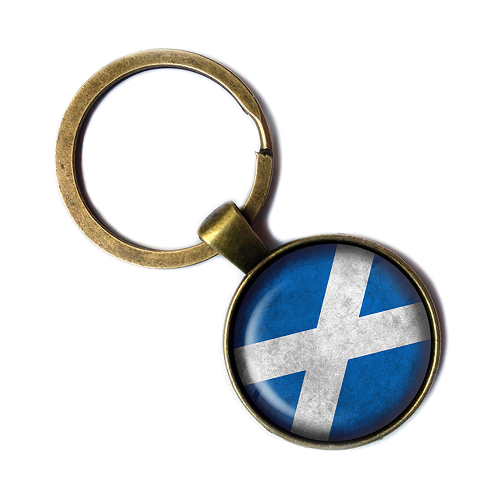 Scotland Scottish Flag Antique Bronze Keychain