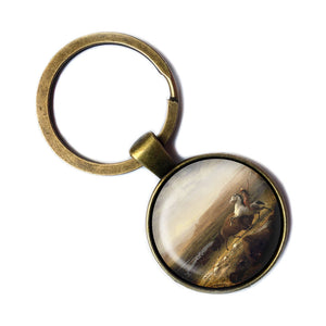 Albert Bierstadt The Last of the Buffalo 1888 Classic Artwork Bronze Keychain