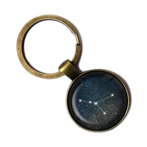 Zodiac Symbol Astrology Cancer Star Constellation Antique Bronze Keychain