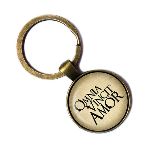 Latin Phrase Omnia Vincit Amor Love Conquers All Virgil Roman Poet Antique Bronze Keychain