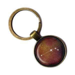 Zodiac Symbol Astrology Aries Star Constellation Antique Bronze Keychain