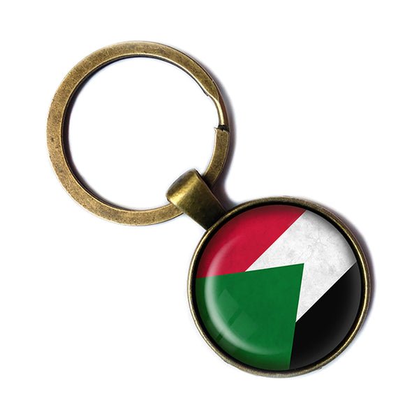 Republic of the Sudan Sudanese Flag Antique Bronze Keychain