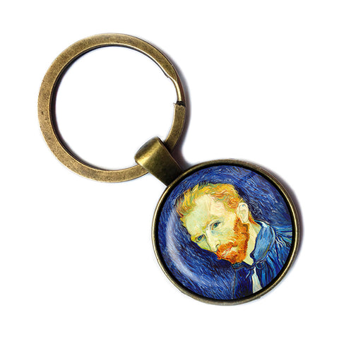 Vincent Van Gogh Self Portrait 1889 Classic Artwork Bronze Keychain