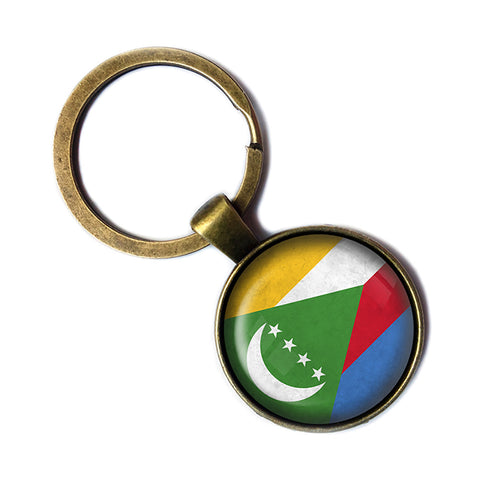 Union of the Comoros Comorian Flag Antique Bronze Keychain