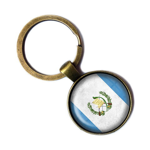 Republic of Guatemala Guatemalan Flag Antique Bronze Keychain