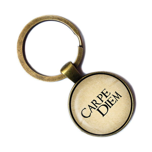 Latin Phrase Quote Saying Carpe Diem Seize the Day Horace Roman Poet Antique Bronze Keychain