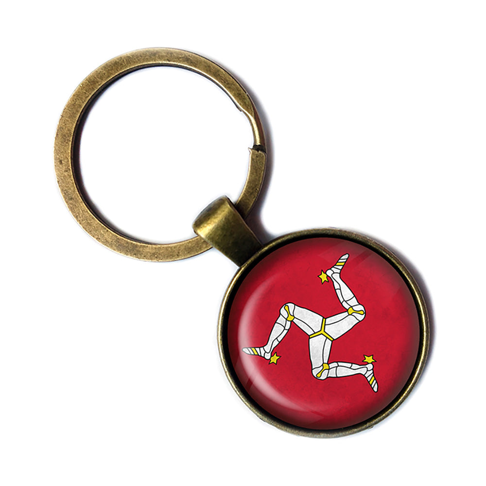 Isle of Man Manx Flag Antique Bronze Keychain