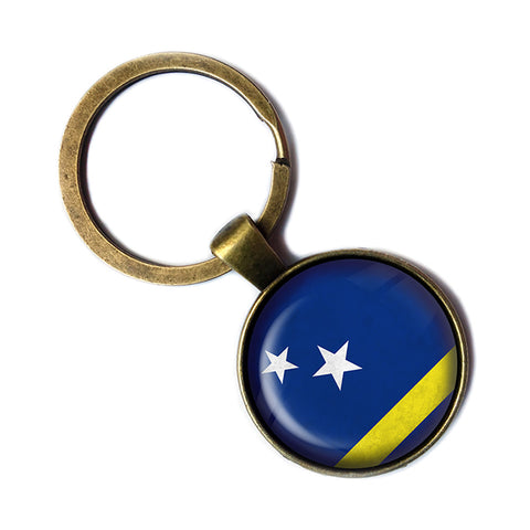 Curacao Curaçaoan Flag Antique Bronze Keychain