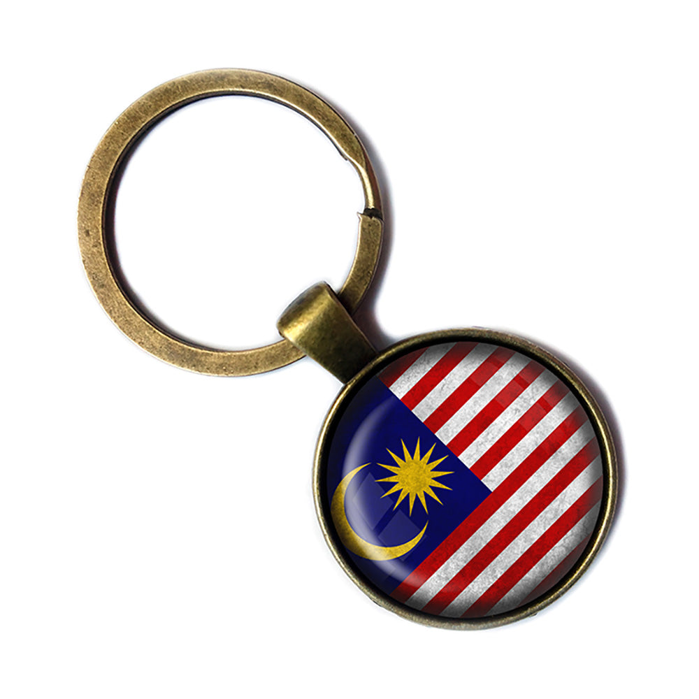 Malaysia Malaysian Flag Antique Bronze Keychain