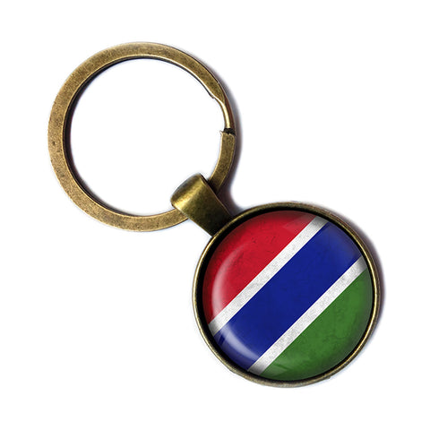 Republic of The Gambia Gambian Flag Antique Bronze Keychain