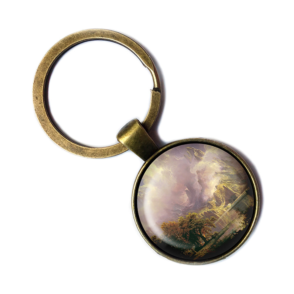 Albert Bierstadt Rocky Mountain Landscape Classic Artwork Bronze Keychain