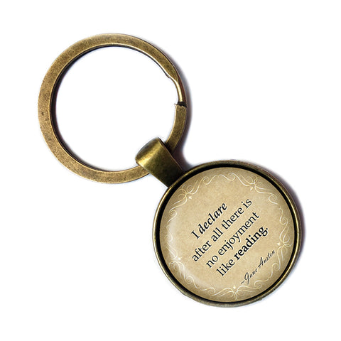 Jane Austen There is no Enjoyment like Reading from Pride and Prejudice Antique Bronze Keychain