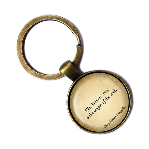 Henry Wadsworth Longfellow The Human Voice is the Organ of the Soul Antique Bronze Keychain