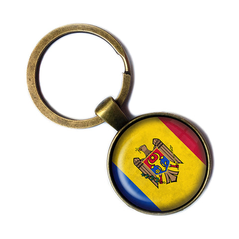 Republic of Moldova Moldovan Flag Antique Bronze Keychain