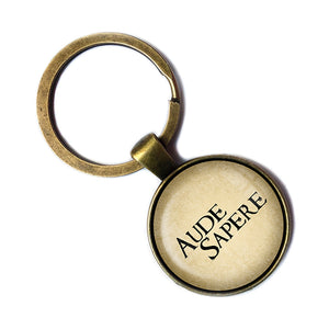 Latin Phrase Quote Saying Aude Sapere Dare to Know Antique Bronze Keychain