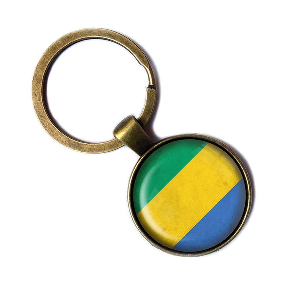 Gabonese Republic Gabon Flag Antique Bronze Keychain