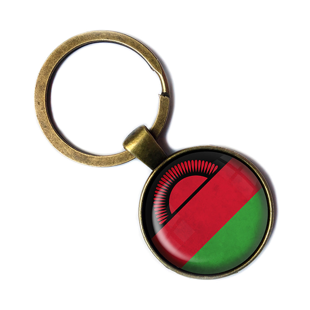 Republic of Malawi Malawian Flag Antique Bronze Keychain