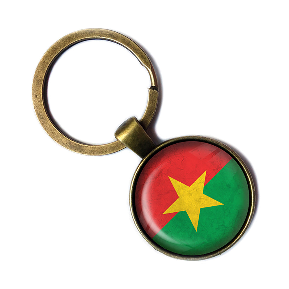 Republic of Burkina Faso Burkinese Flag Antique Bronze Keychain