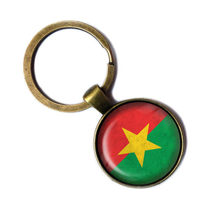 Republic of Burkina Faso Burkinese Flag Antique Bronze Keychain