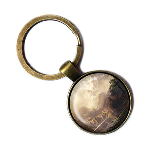 Albert Bierstadt Among the Sierra Nevada California Classic Artwork Bronze Keychain