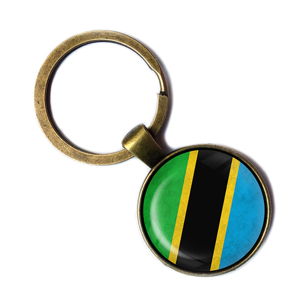 United Republic of Tanzania Flag Antique Bronze Keychain