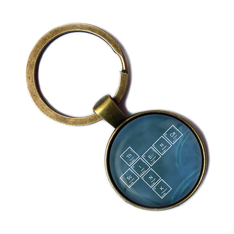 Periodic Table Elements Think Science Geek Antique Bronze Keychain