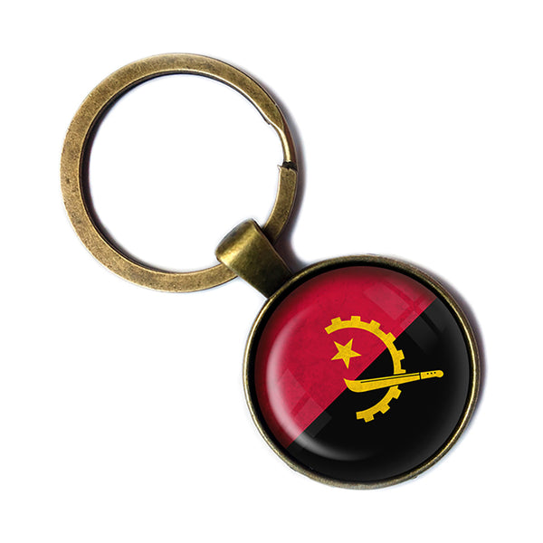 Republic of Angola Angolan Flag Antique Bronze Keychain