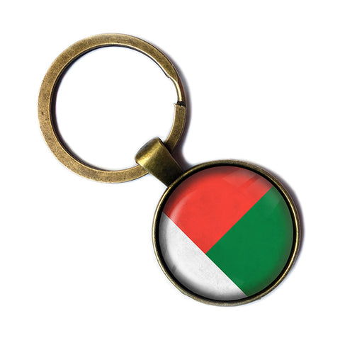 Republic of Madagascar Malagasy Flag Antique Bronze Keychain