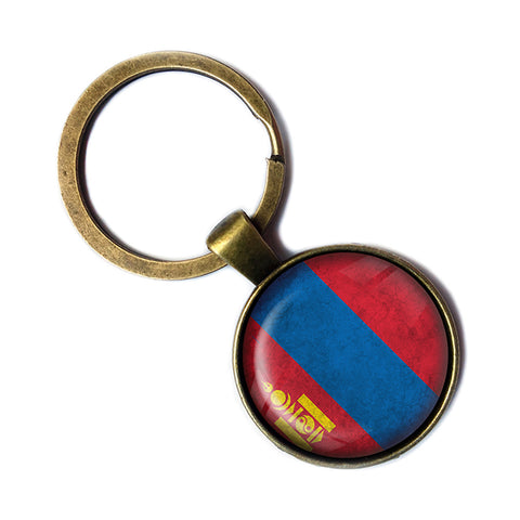 Mongolia Mongolian Flag Antique Bronze Keychain