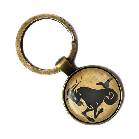 Zodiac Symbol Astrology Capricorn Bronze Keychain