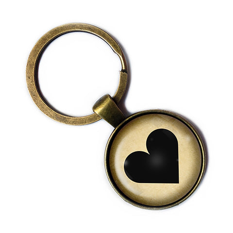 Black Love Heart Mothers Valentines Antique Bronze Keychain