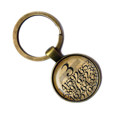 Math Mathematical Pi 3.14159 Antique Bronze Keychain