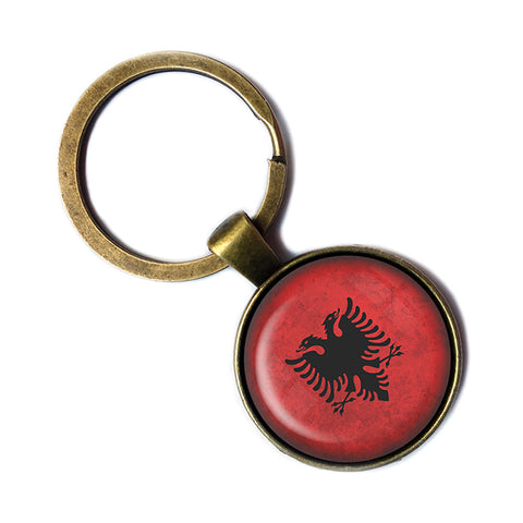 Albania Albanian Flag Antique Bronze Keychain