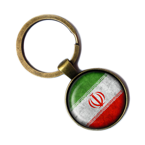 Iran Iranian Flag Antique Bronze Keychain