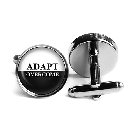 Adapt Overcome Rhodium Silver Cufflinks