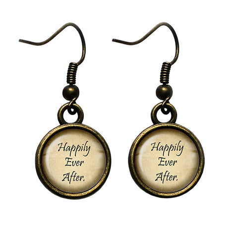 Happily Ever After Fairy Tale Antique Bronze Earrings