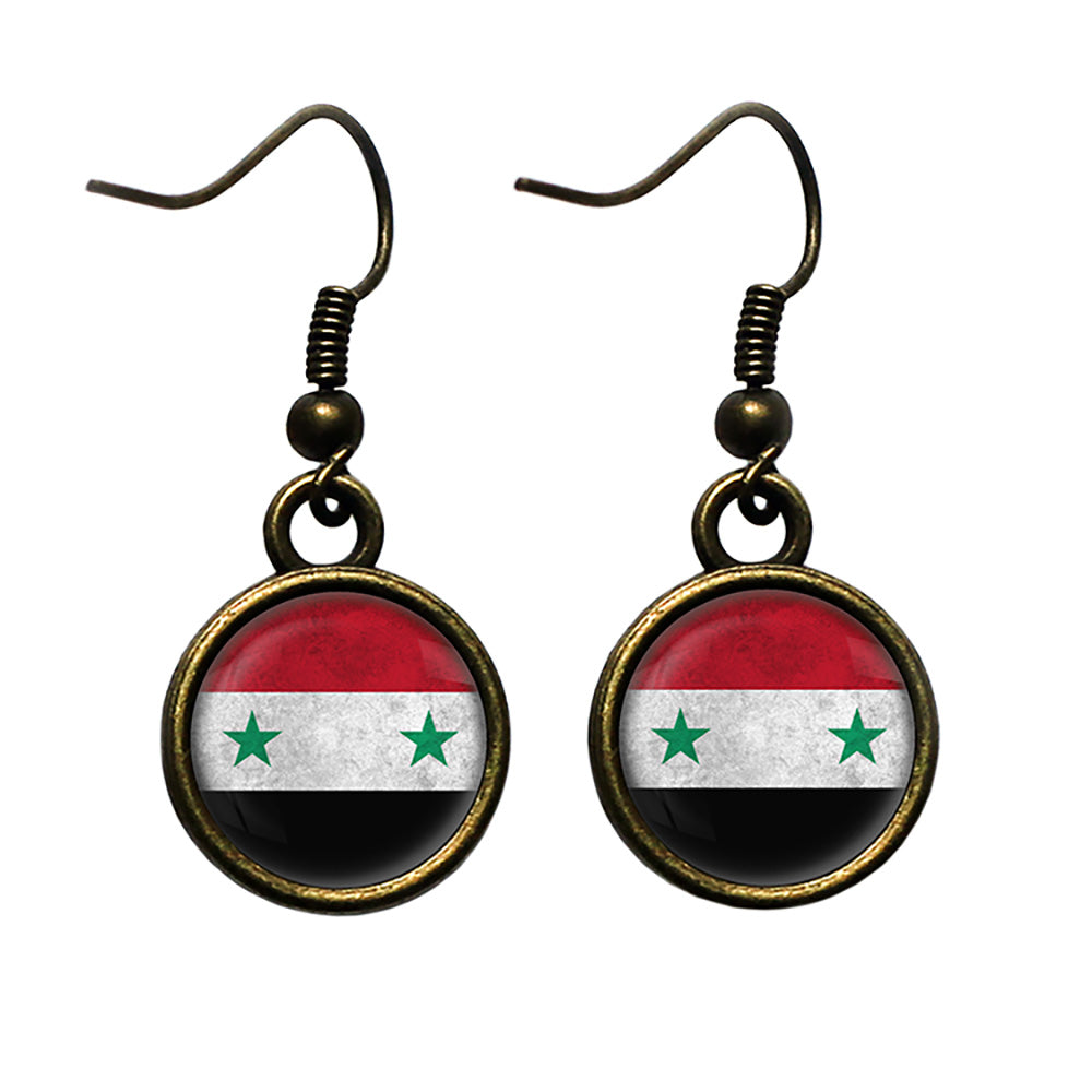 Syria Syrian Flag Antique Bronze Earrings