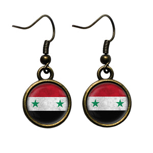 Syria Syrian Flag Antique Bronze Earrings