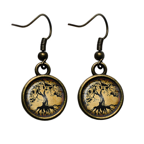 Tree of Life Nature Antique Bronze Earrings