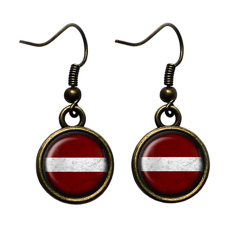 Latvia Latvian Flag Antique Bronze Earrings